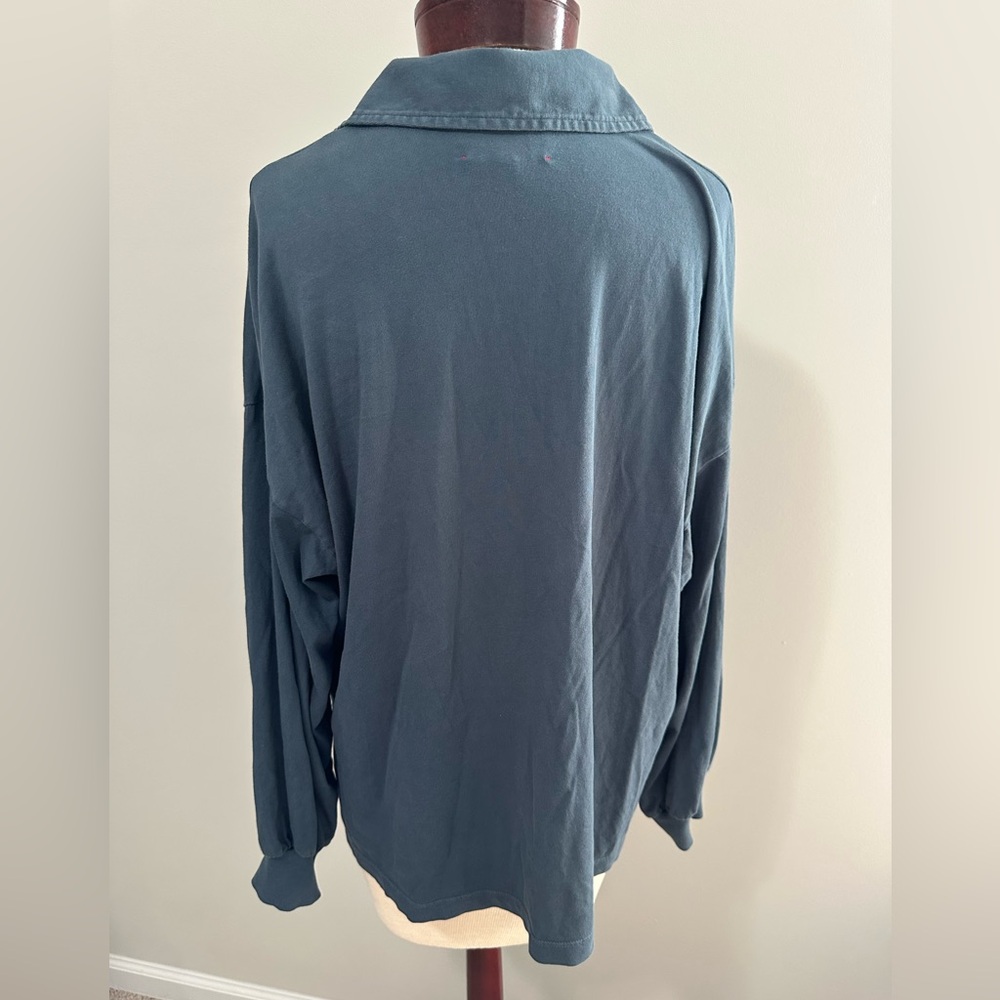 XiRENA Navy Split-Neck Button Down Blouse - image 2